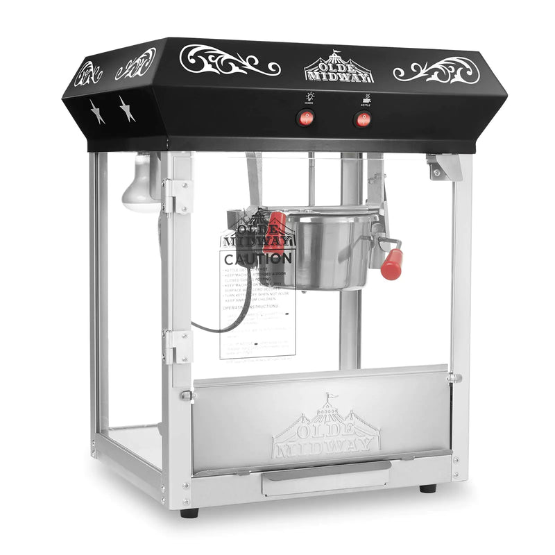 Olde Midway Bar Style Popcorn Machine Maker Popper with 6-Ounce Kettle - Red