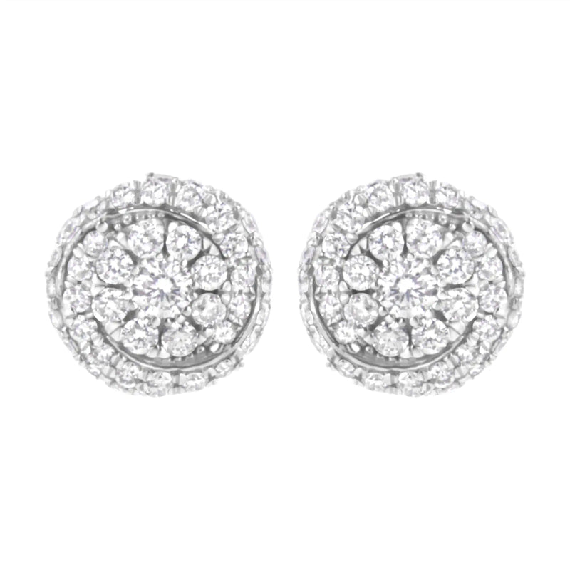 Sterling Silver 1 cttw Lab Grown Diamond Cluster Stud Earring (F-G Color, VS2-SI1 Clarity)