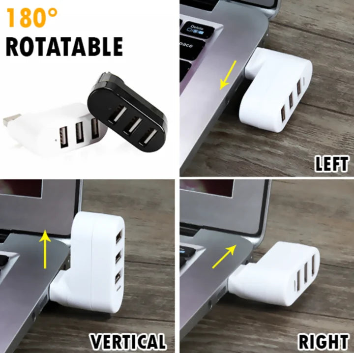 TrendTech Mini Rotatable 3 Port USB Hub