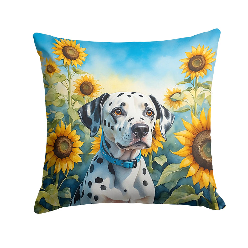 Dalmatian in Sunflowers Throw Pillow