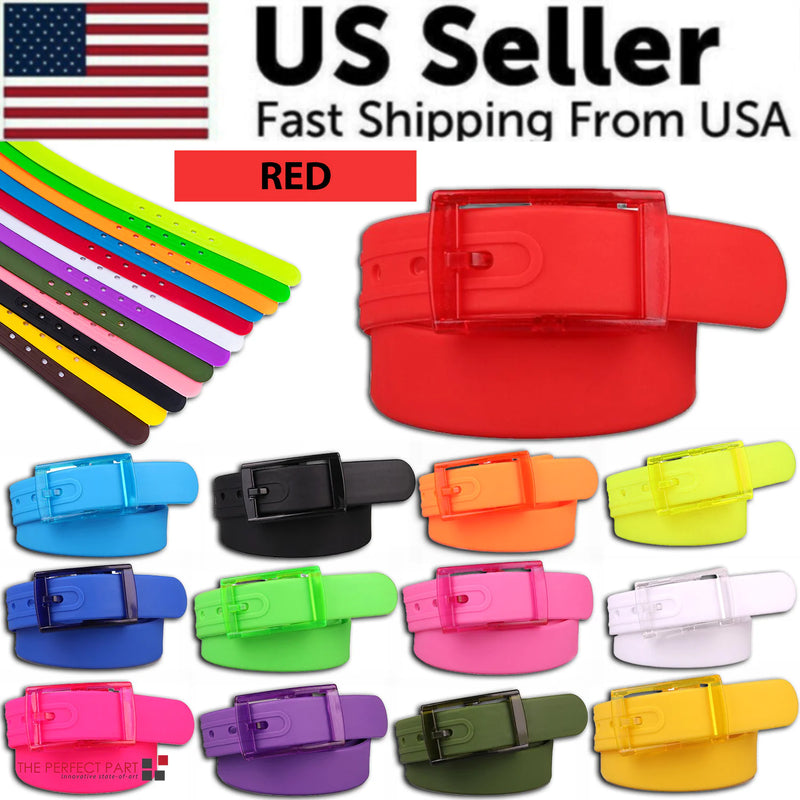 Adjustable Cut to Fit Rubber Plastic Jelly Silicone Casual Belt With Buckle USA