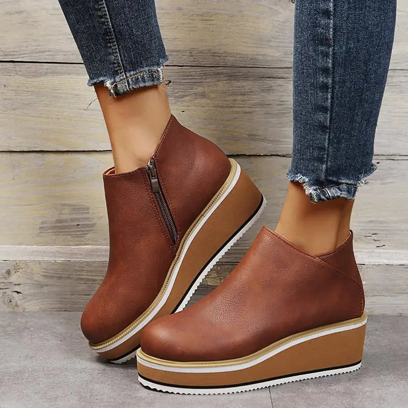 Chunky Block Heel Ankle Boots for Women