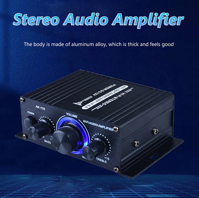 400W 12V 2 Channel Powerful Stereo Audio Power Amplifier HiFi Bass Amp Car Home