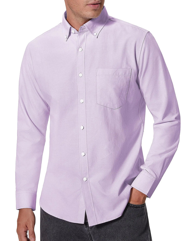 Alimens & Gentle Mens Oxford Shirts Regular Fit Button Down Shirt Business Casual Shirts Long Sleeve Dress Shirt Purple