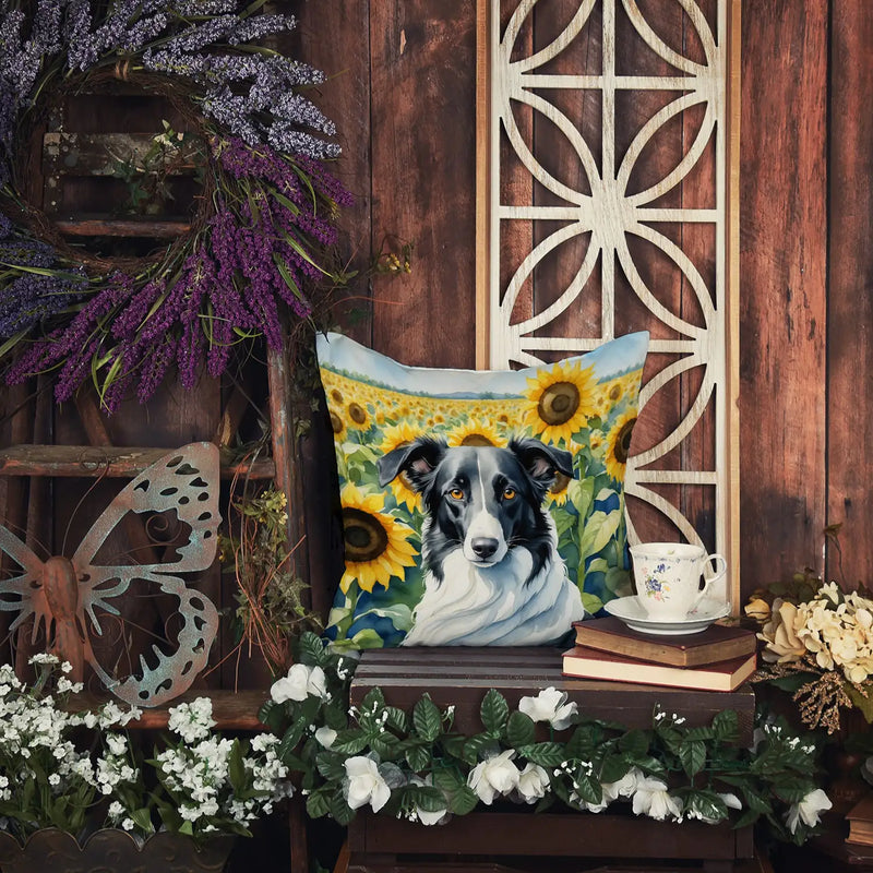 Borzoi in Sunflowers Throw Pillow