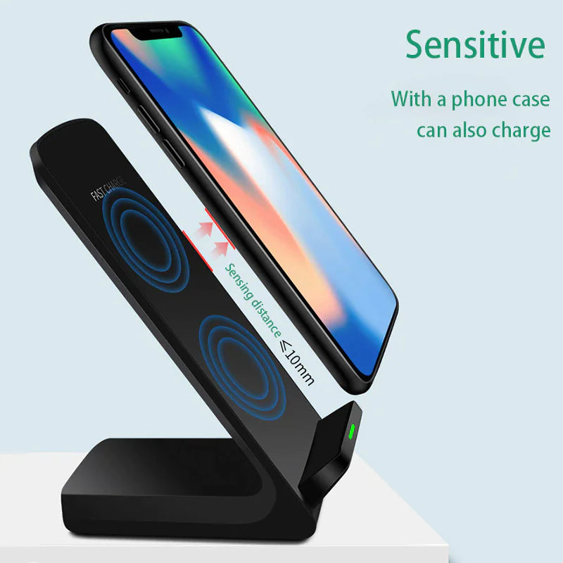 Qi Wireless Fast Charger Charging Pad Stand Dock For Samsung Galaxy iPhone Phone