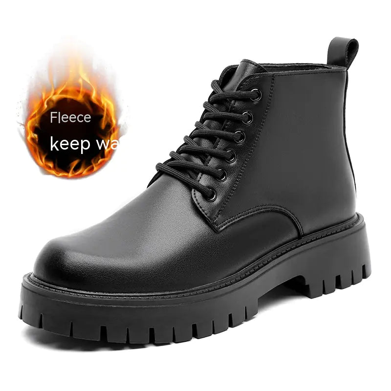 Warm High-Top Leather Boots with Thick Bottoms (6 Holes)