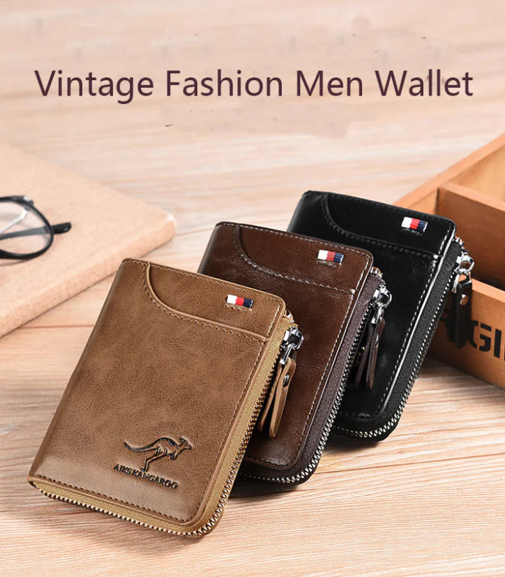 Mens RFID Blocking Leather Wallet Credit Card ID Holder Zipper Purse Waterproof