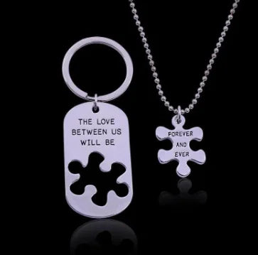 The Love Between Us Will Be Forever And Ever Necklace & Key Chain Set