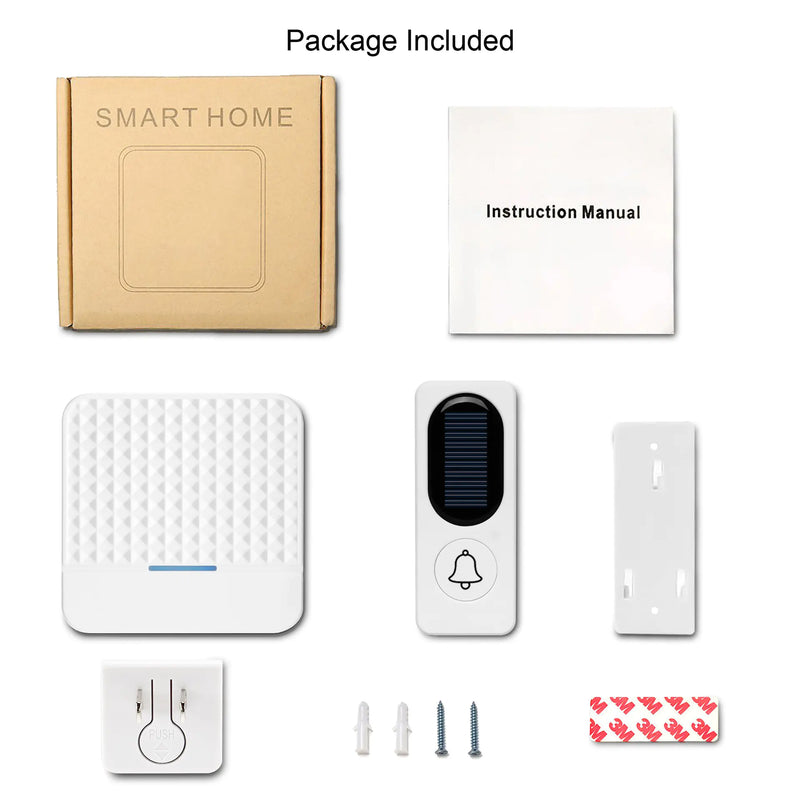 Solar Wireless Doorbell with Remote Control and Waterproof