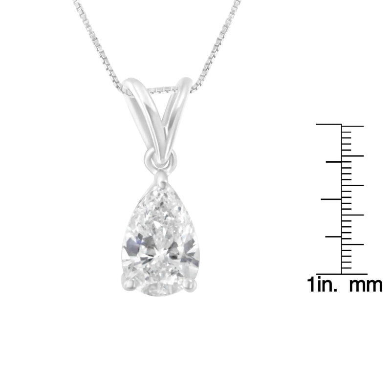 IGI certified 10K White Gold 3/8 cttw Diamond Pear Pendant Necklace (I-K, SI2-I1)