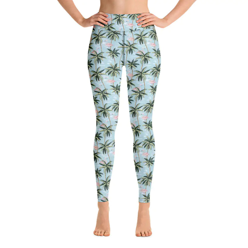 Womens Tropical Flamingo Yoga Leggings