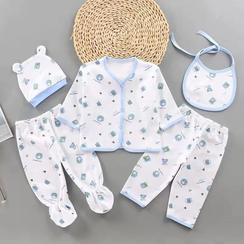 Newborn Cotton Clothing Set - 5 Pieces for Babies