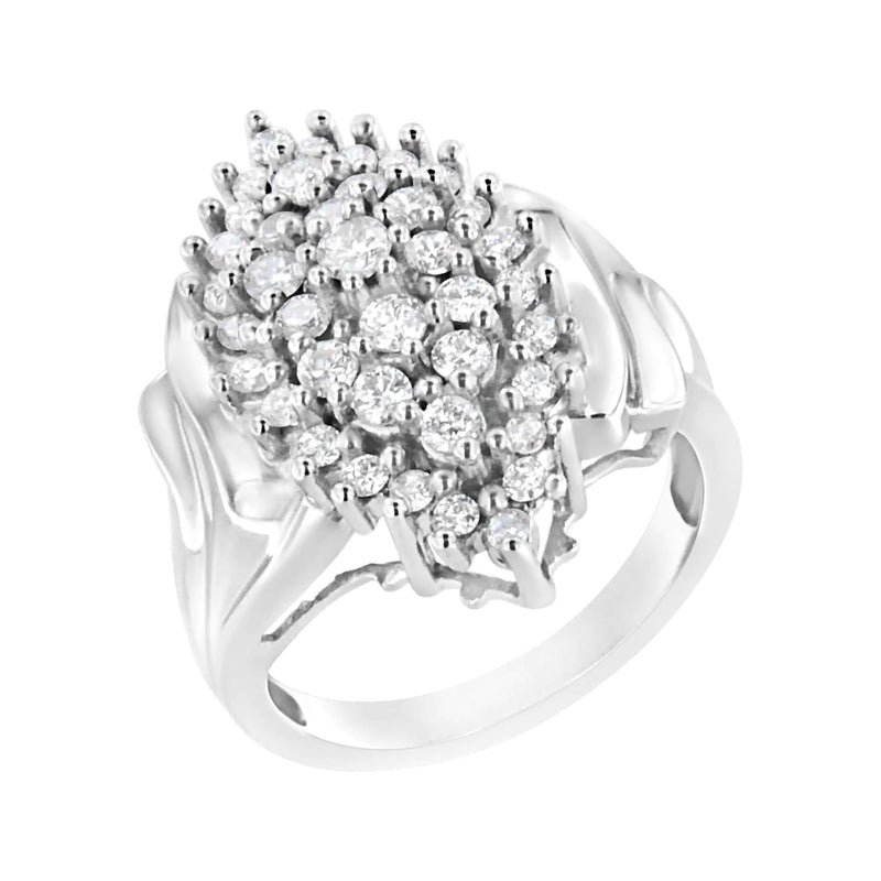 .925 Sterling Silver 1 cttw Lab Grown Diamond Cluster Ring (F-G Color, VS2-SI1 Clarity)