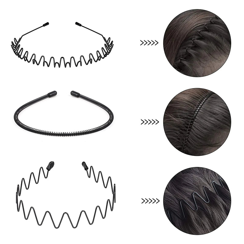 6Pcs Metal Hair Headband Wave Style Hoop Band Comb Sports Hairband Men Women US