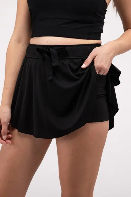 Zenana Ruffle Hem Tennis Skirt with Hidden Inner Pockets