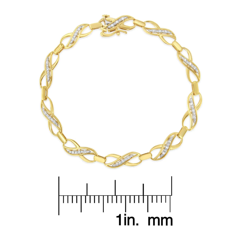 10K Yellow Gold Round-Cut Infinite Love Diamond Bracelet (0.25 cttw, I-J Color, I2-I3 Clarity)