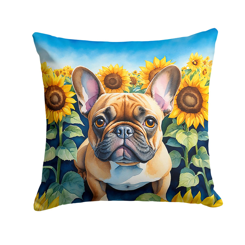 French Bulldog in Sunflowers Throw Pillow