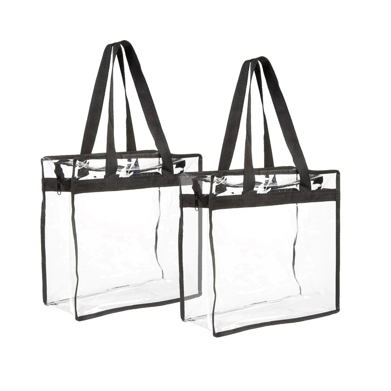 2x Clear PVC Tote Bag Women Large Transparent Handbag Zip Purse Stadium Security