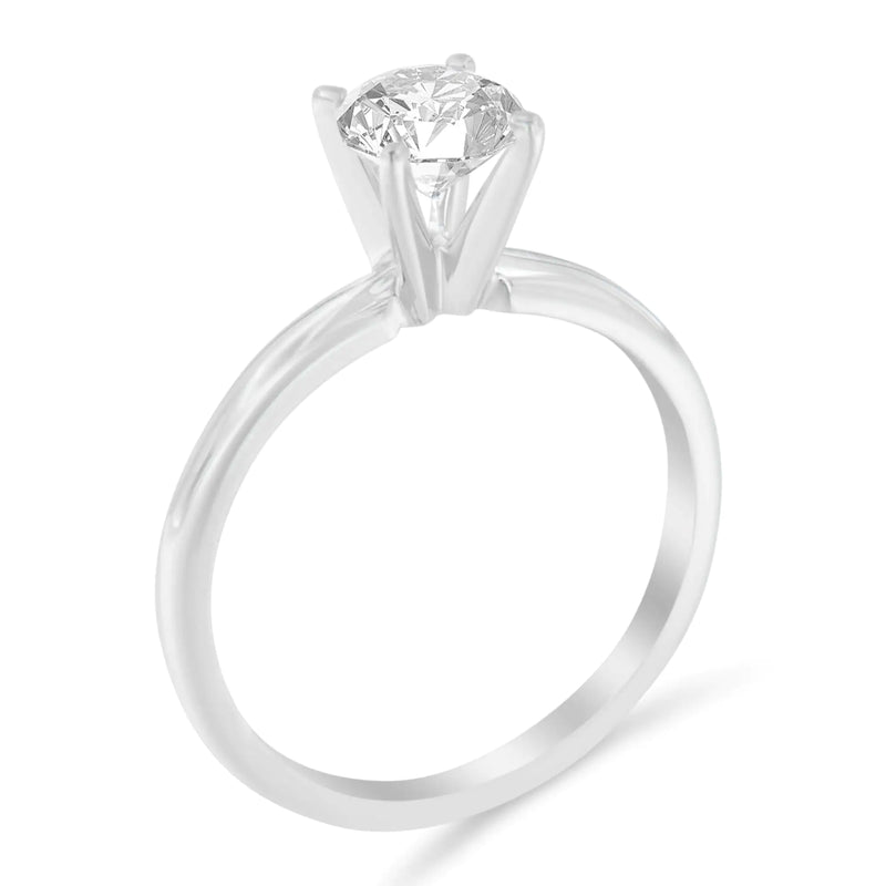 14K White Gold 4/5 Cttw GIA Certified 4 Prong Set Round Brilliant Cut Diamond Solitaire Engagement Ring (I-J Color, VVS1-VVS2 Clarity)