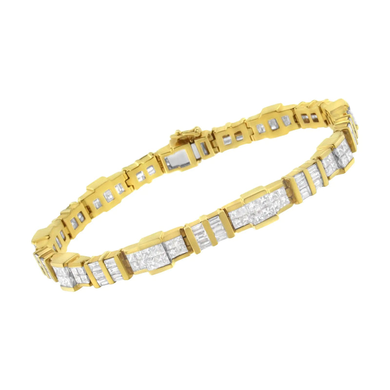 14K Yellow Gold Baguette and Princess-Cut Diamond Bracelet (8.30 cttw, H-I Color, SI1-SI2 Clarity)