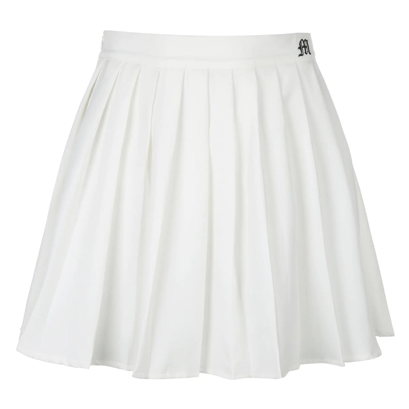 Short White Pleated Mini Skirt for Women with Elastic Waist