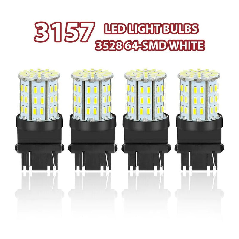 4X 3157 3156 64SMD LED Reverse Tail Brake Turn Signal DRL Light Bulb 6000K White