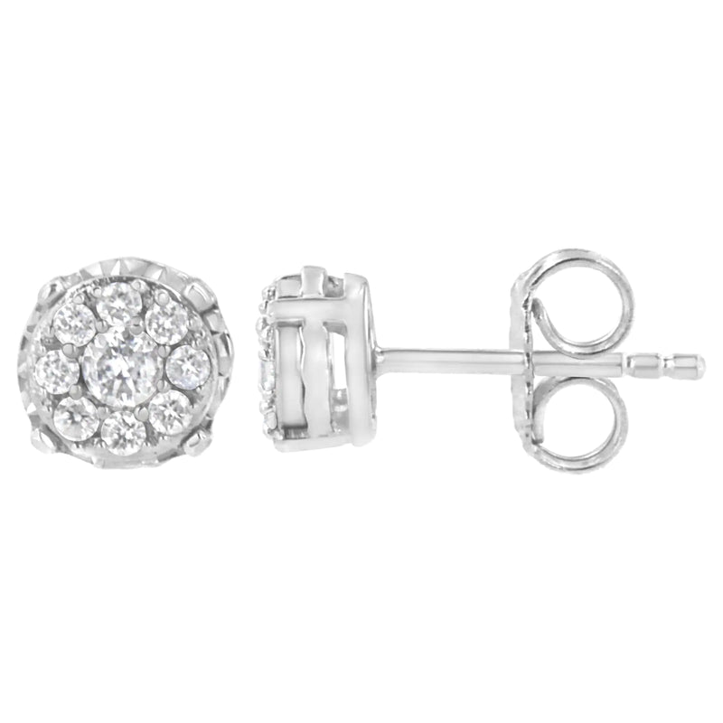 Sterling Silver 1/3 cttw Lab Grown Diamond Cluster Earring (F-G Color, VS2-SI1 Clarity)