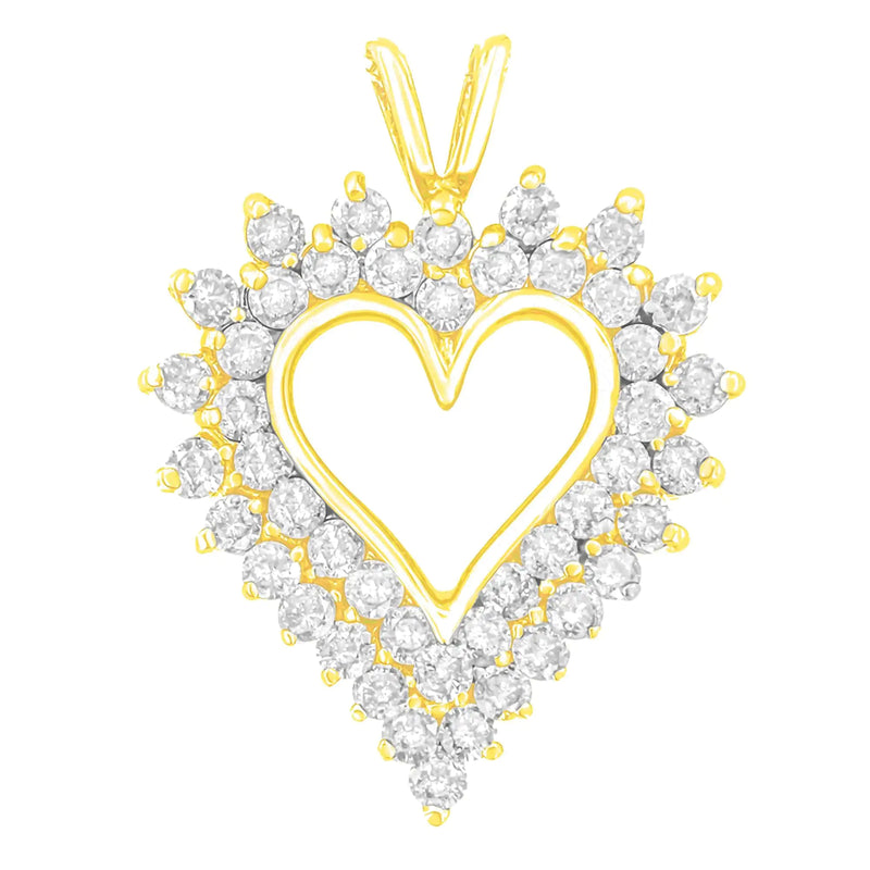 14K Yellow Gold Plated .925 Sterling Silver Brilliant-Cut Diamond Open Heart 18" Pendant Necklace (K-L Color, I1-I2 Clarity)