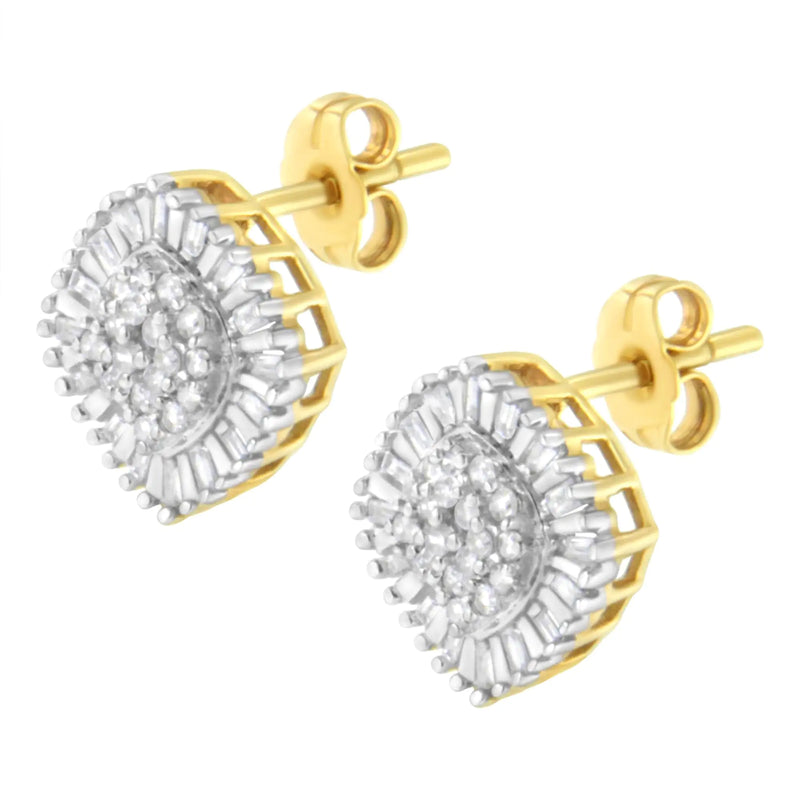 10K Yellow Gold 1/2 cttw Diamond Cluster Cocktail Stud Earrings (I-J, I1-I2)