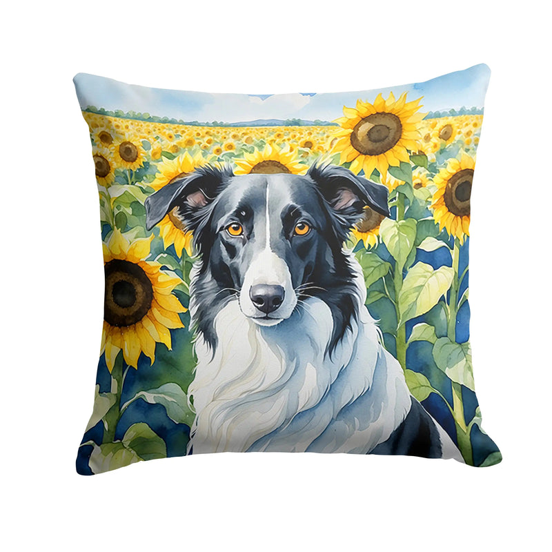 Borzoi in Sunflowers Throw Pillow