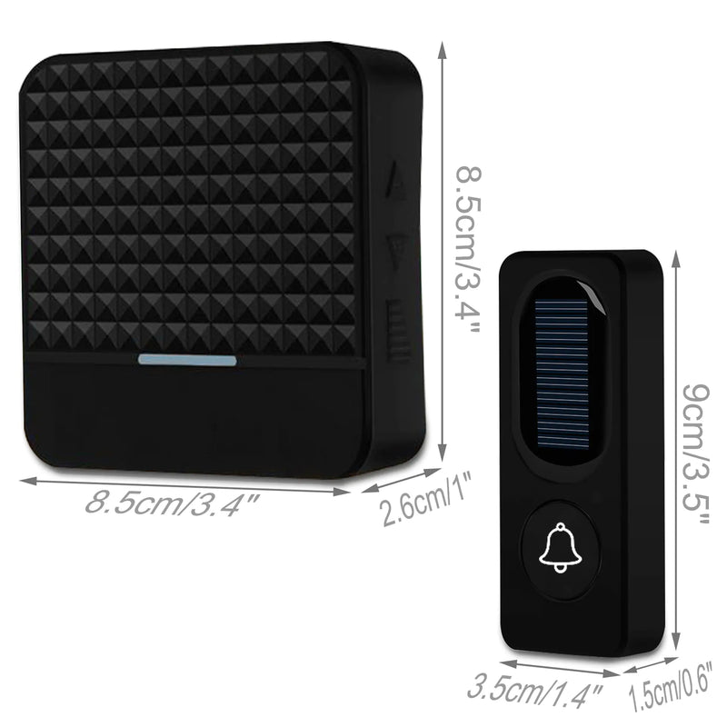 Solar Wireless Doorbell with Remote Control and Waterproof