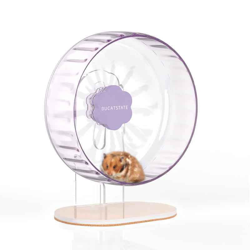 BUCATSTATE Hamster Wheel Super-Silent 10.2" with Adjustable Base Dual-Bearing Exercise Wheel Quiet Spinning Running Wheel for Dwarf Syrian Hamster Gerbils and Other Small Animals (Purple)