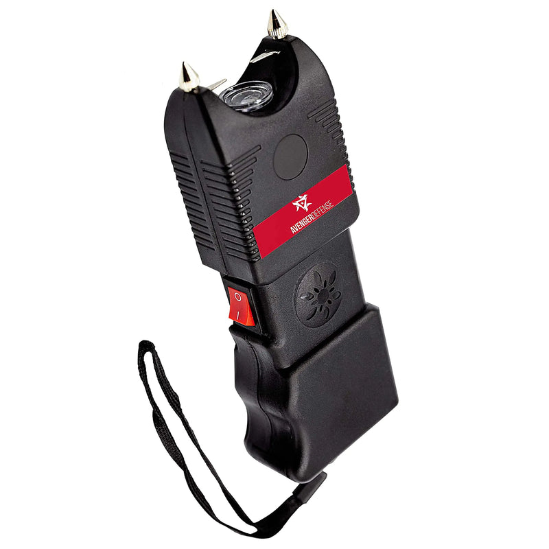 Avenger Defense Portable Stun Gun for Women Safety - Self Defense Device with Flashlight and Loud Alarm Black (ADS-200)