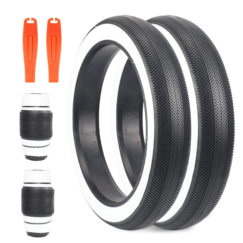 BALINGE E Bike 26x4.0 Fat tire 26 x 4 Fat tire 26x4 Bike tire 2 Pack Heavy Duty High-Performance Wear-Resistant E-Bike Mountain Snow Bike Tire ，26 x 4 Fat tire White Wall，Fat tire White Wall