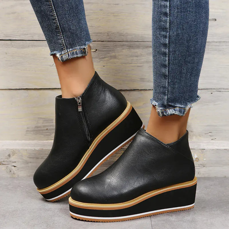 Chunky Block Heel Ankle Boots for Women