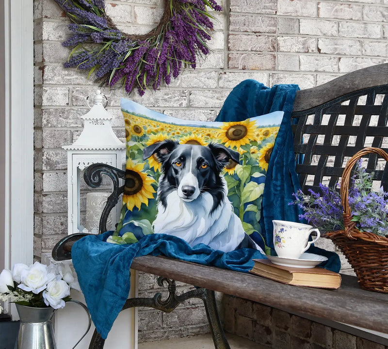 Borzoi in Sunflowers Throw Pillow