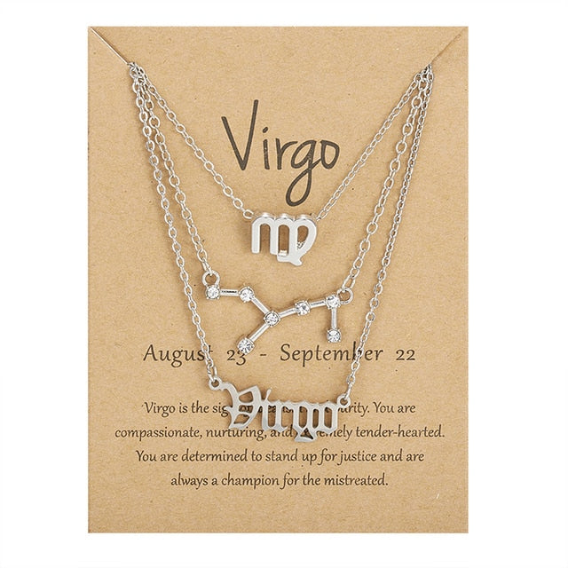 Zodiac Sign Necklace With Cardboard Card