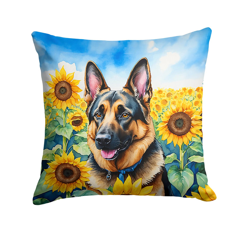 German Shepherd in Sunflowers Throw Pillow