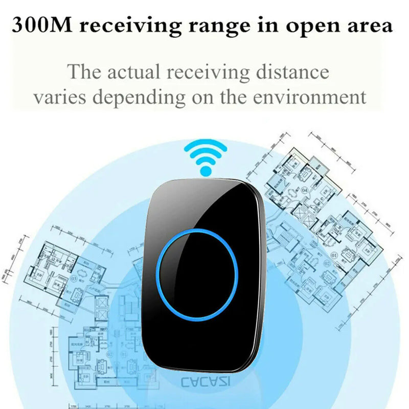 Wireless Doorbell Chime Waterproof Plugin Receiver Adjustable Volume 1000FT Kit