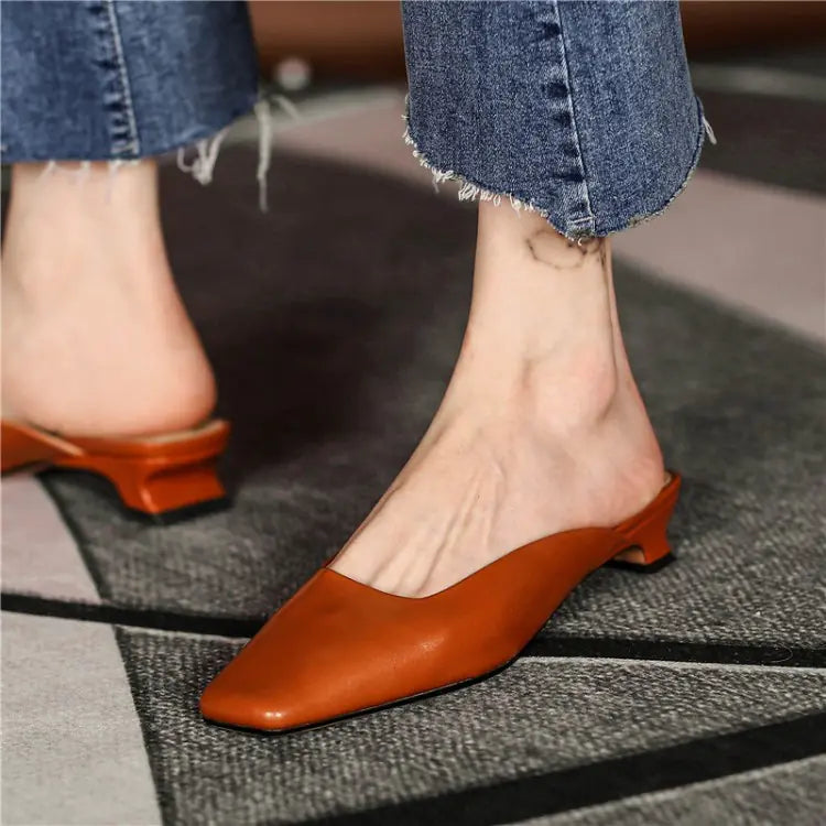 Comfortable Low-Heeled Western Style Slippers