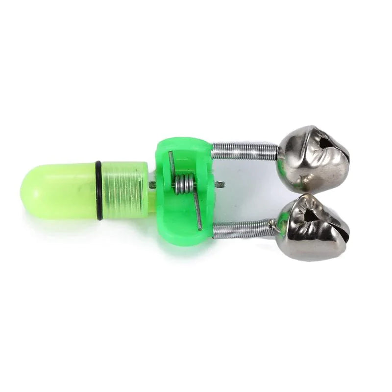 10/40 PC LED Night Fishing Bite Bait Alarm 2 Bells Light Rod Tip Clip Alert Ring