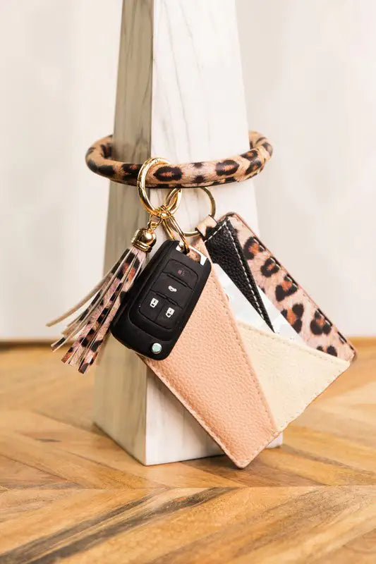 Farrah Leopard Key Ring Wallet Bracelet Combo