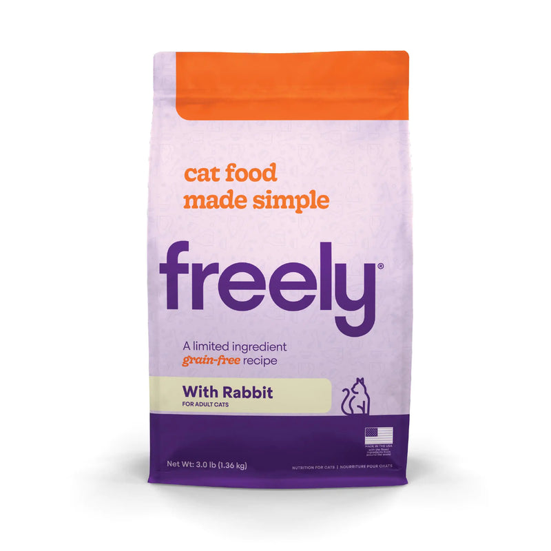 Freely Limited Ingredient Diet Natural Cat Food Grain Free Dry Cat Food Rabbit Recipe 3lb bag