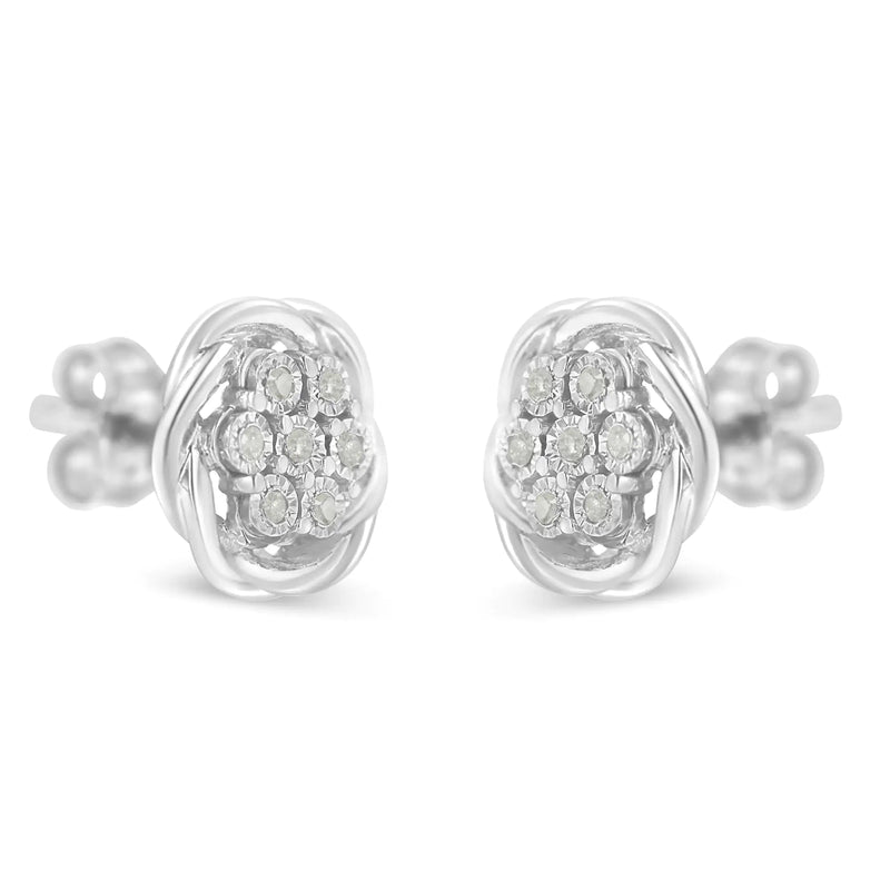 Sterling Silver Diamond Swirl Cluster Stud Earrings (1/6 cttw, I-J Color, I2-I3 Clarity)