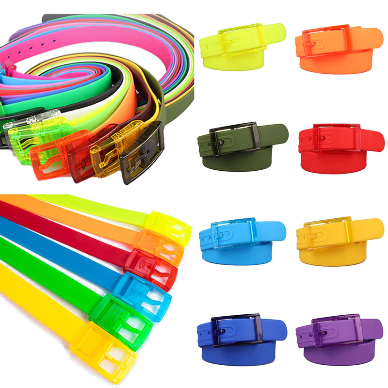 Adjustable Cut to Fit Rubber Plastic Jelly Silicone Casual Belt With Buckle USA