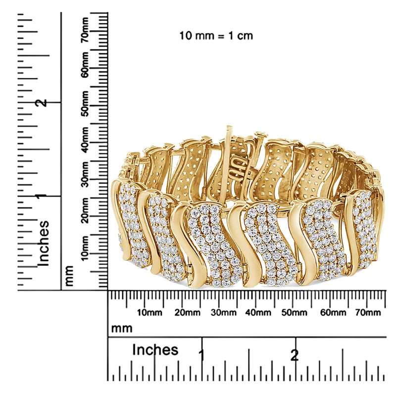 14K Gold 15.0 Cttw Diamond Chevron Wave 7.25" Inch Link Bracelet (J-K Color, I1-I2 Clarity)