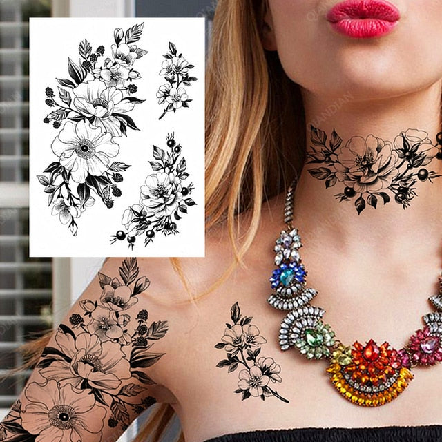 Old School Flowers Tattoos for Women