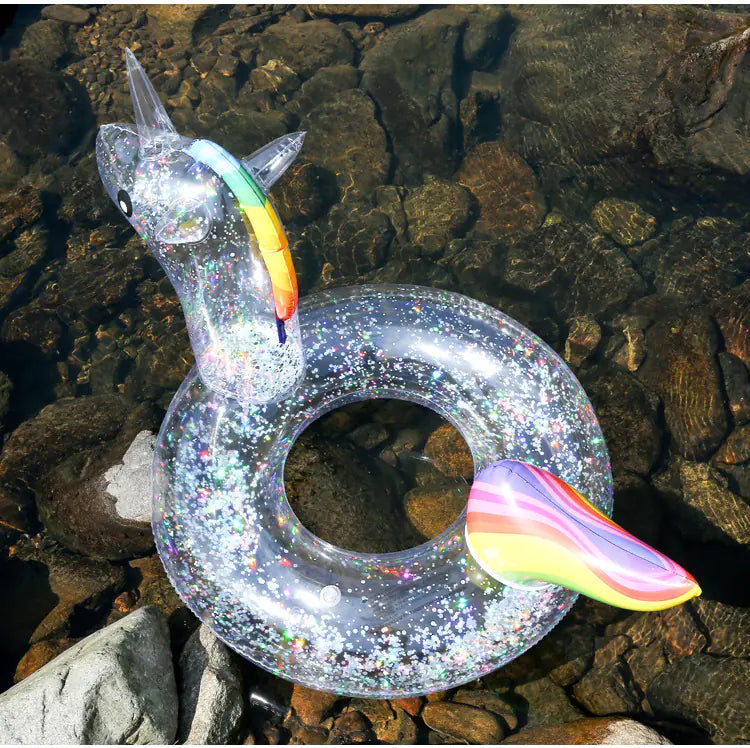 Transparent Unicorn Swim Ring with Wings
