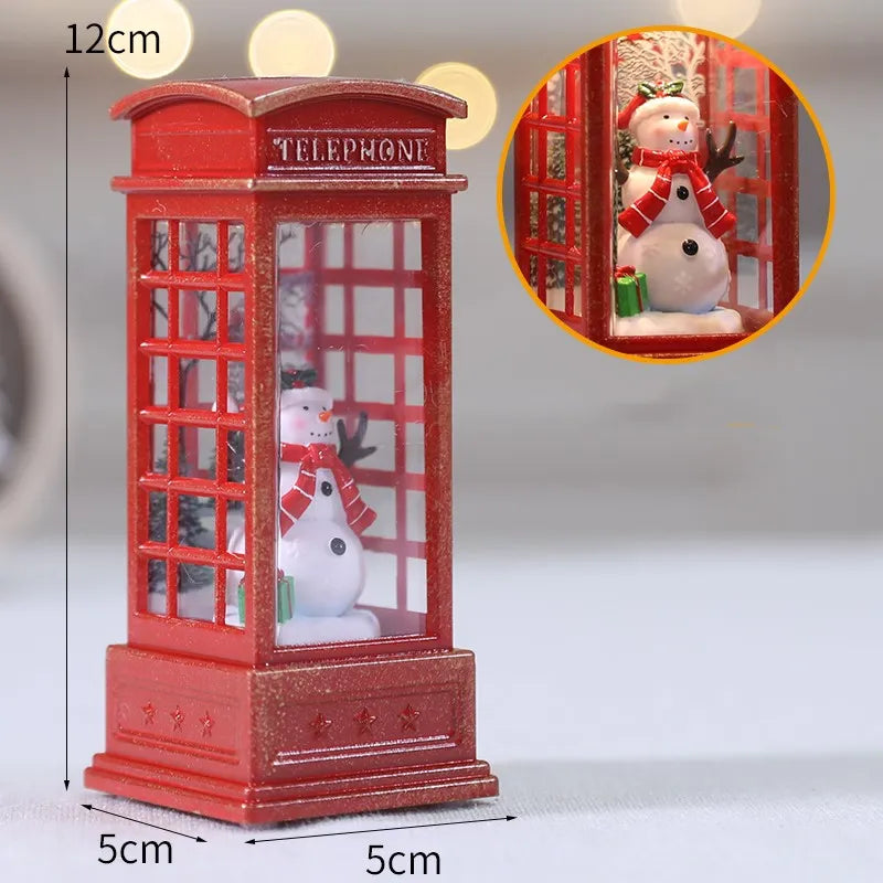 Christmas Telephone Booth Old Man Small Oil Lamp Ornaments